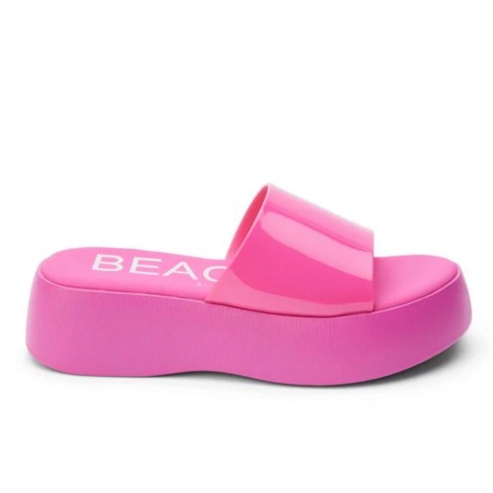 Womens fuchsia Platform Slide Sandals